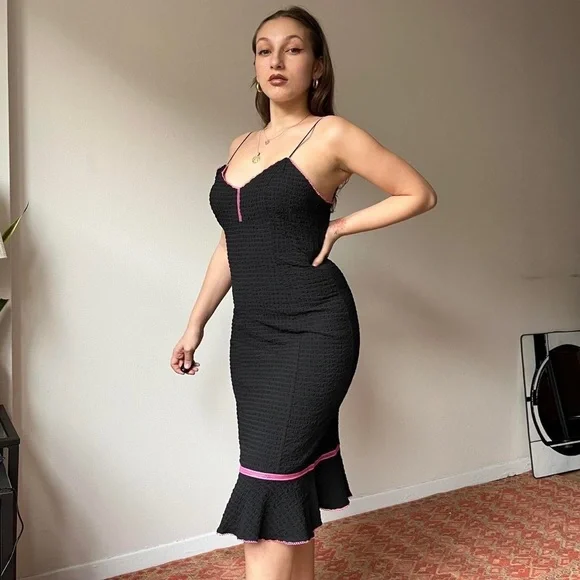 Vintage 90s Betsey Johnson black and pink dress - Picture 3 of 4